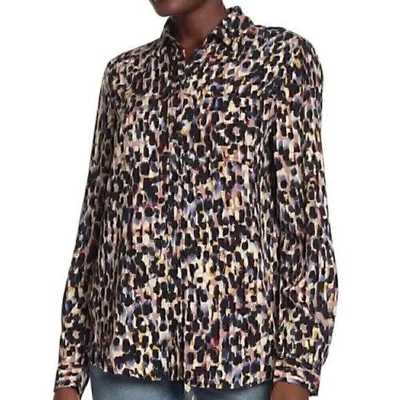 BEACHLUNCHLOUNGE BEACH LUNCH LOUNGE Alana Button Down Multi Abstract Long Sleeve - Picture 3 of 13
